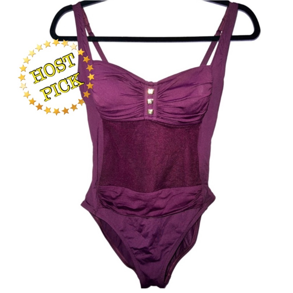 ✨HP✨ LA BLANCA BY ROD BEATTIE; PURPLE ONE PIECE SWIMSUIT - Picture 1 of 11